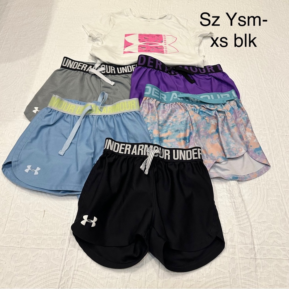 Under armour girls lot shorts and one shirt
